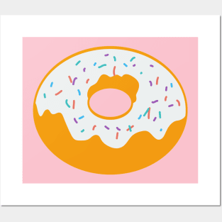 White Frosting Vanilla Donut With Sprinkles Posters and Art